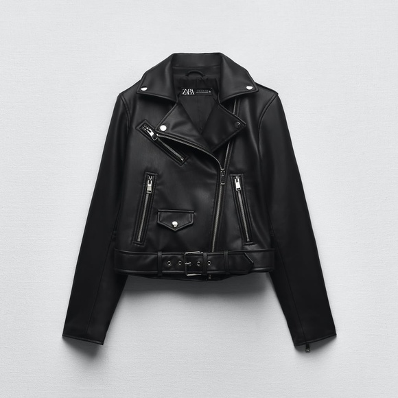 Zara FAUX LEATHER BIKER JACKET - Picture 1 of 5